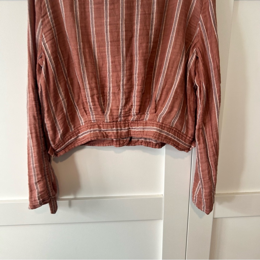 Free People FP One Women's Brown Striped Officer Jacket Top in Size M - Picture 10 of 14